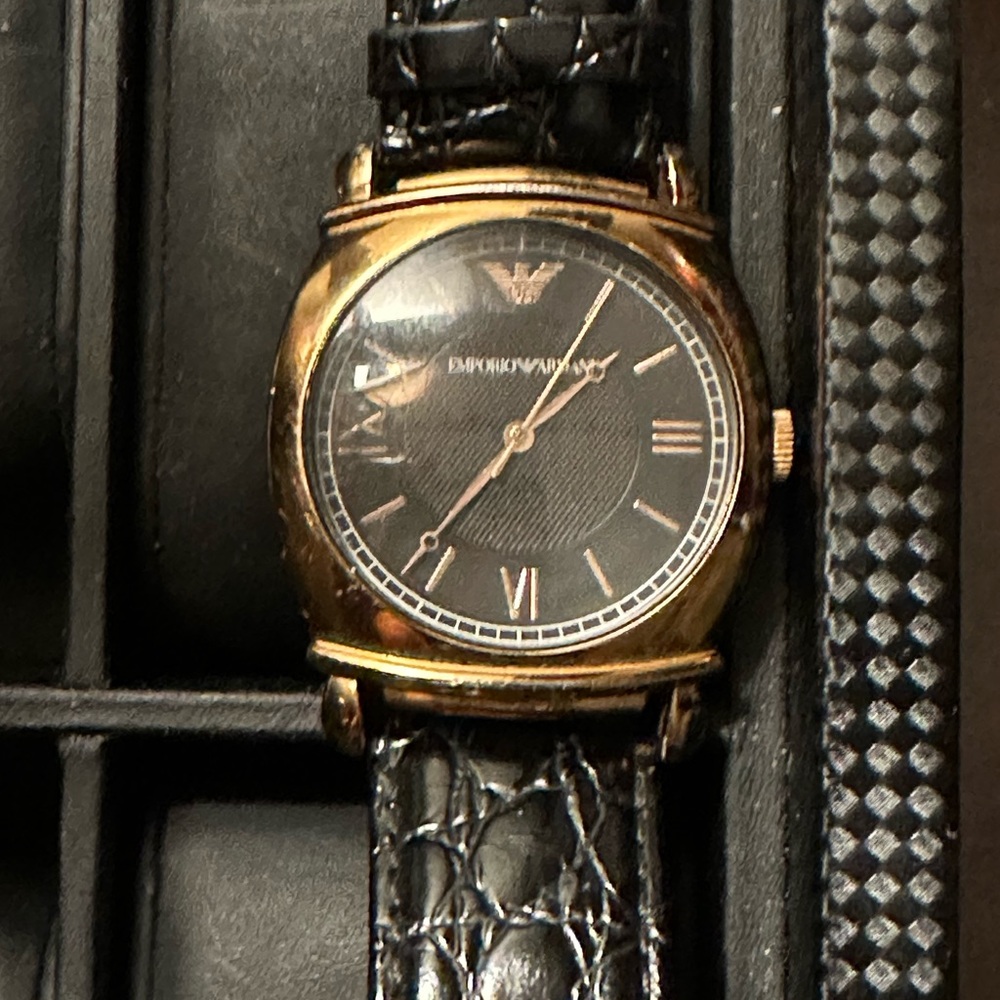 Emporio Armani Rose Gold and Black Men's Watch
